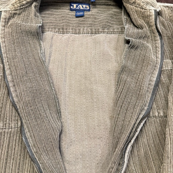 JAB VTG 90s Wide-Wale Zip-up Corduroy Shacket Olive Color Size L 100% Cotton - Picture 11 of 16